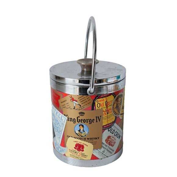 Vintage Whisky Scotch Bar Tavern Ice Bucket Advertising Chrome Retro Barware - Picture 2 of 8